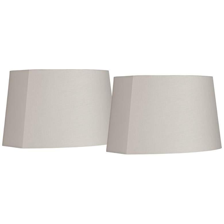 Image 1 Ivory Set of 2 Oval Lamp Shades 10/12.5x11/15x10 (Spider)