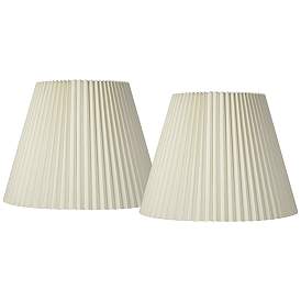 Image1 of Ivory Set of 2 Pleat Empire Lamp Shades 11x19x14.5 (Spider)