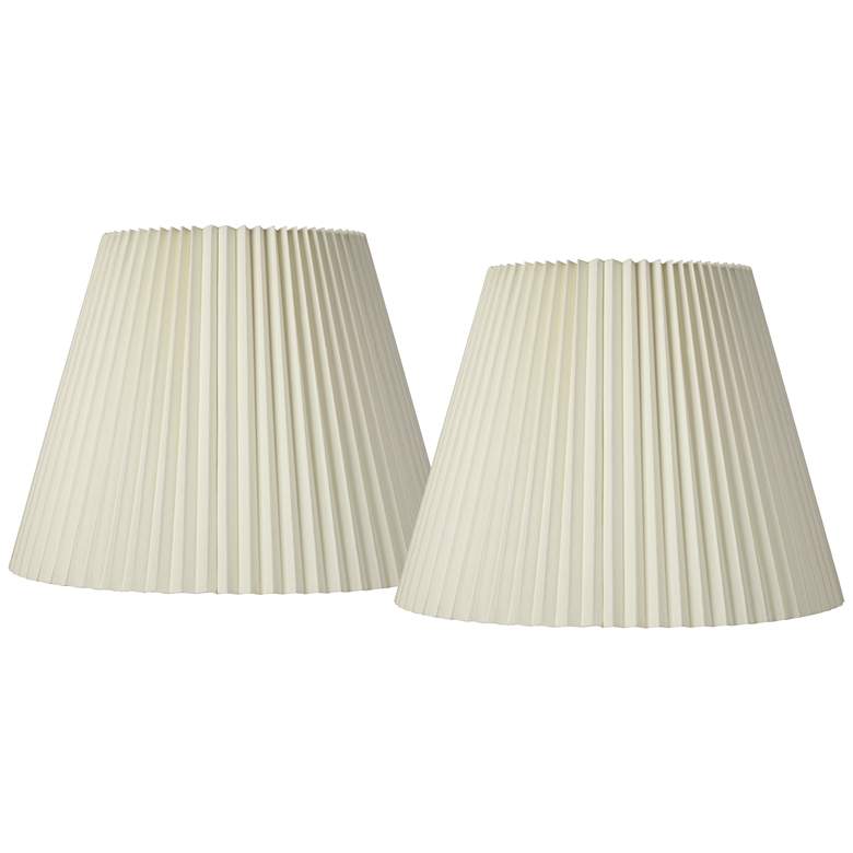 Image 1 Ivory Set of 2 Pleat Empire Lamp Shades 11x19x14.5 (Spider)