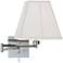 Ivory Square-Cut Shade Chrome Plug-In Swing Arm Wall Lamp