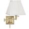 Ivory Square Shade Brass Beaded Swing Arm with Cord Cover