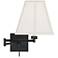 Ivory Square Shade Espresso Plug-In Swing Arm Wall Lamp