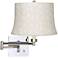 Ivory Textured Silver Circle Chrome Plug-In Swing Arm Wall Lamp