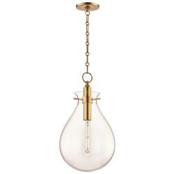 Ivy 12 1/2&quot; Wide Aged Brass and Clear Glass LED Modern Pendant Light