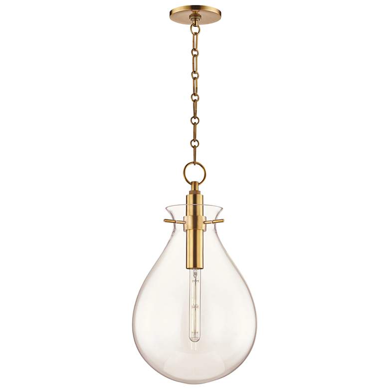 Image 2 Ivy 12 1/2 inch Wide Aged Brass and Clear Glass LED Modern Pendant Light