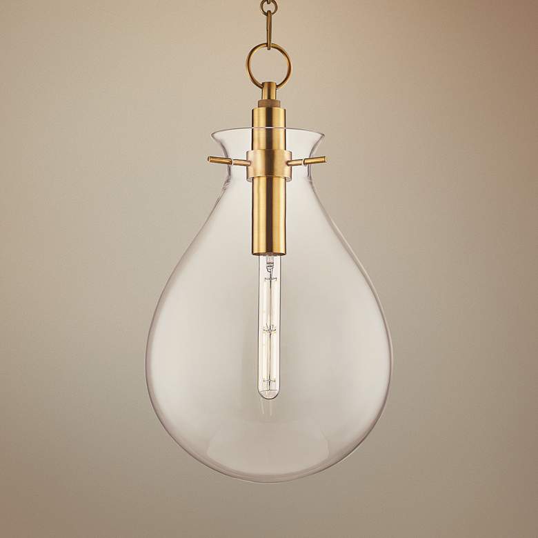 Image 1 Ivy 12 1/2" Wide Aged Brass and Clear Glass LED Modern Pendant Light