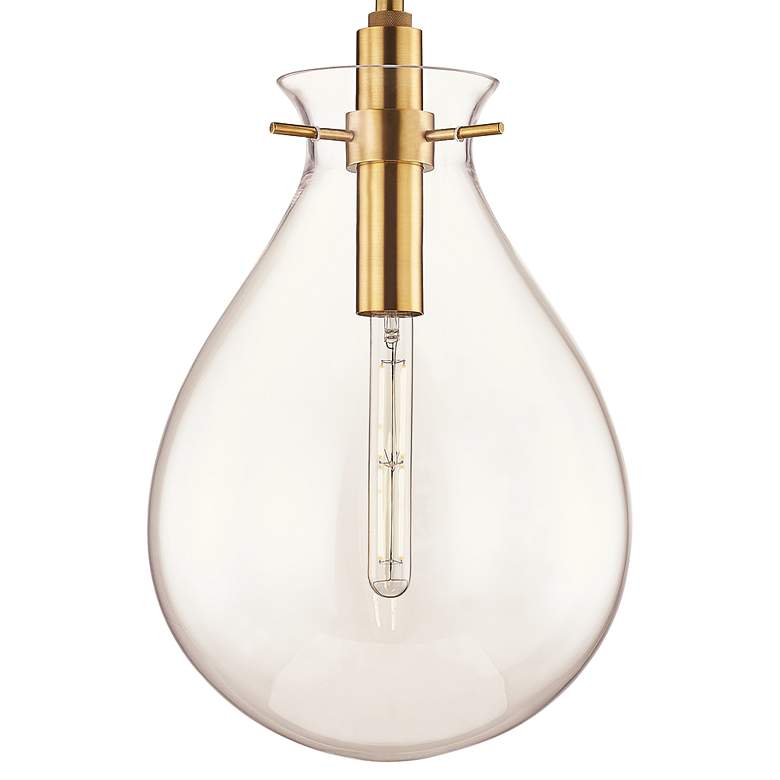 Image 4 Ivy 12 1/2" Wide Aged Brass and Clear Glass LED Modern Pendant Light more views