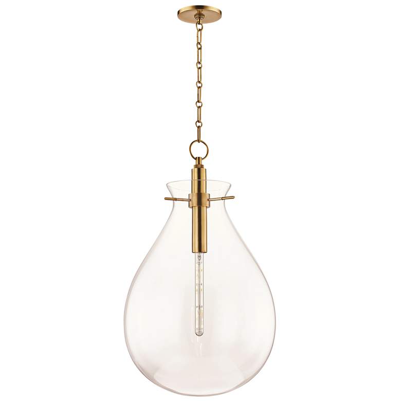 Image 2 Ivy 18" Wide Aged Brass and Clear Glass LED Modern Pendant Light