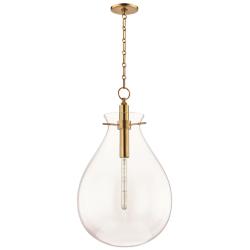 Ivy 18&quot; Wide Aged Brass and Clear Glass LED Modern Pendant Light