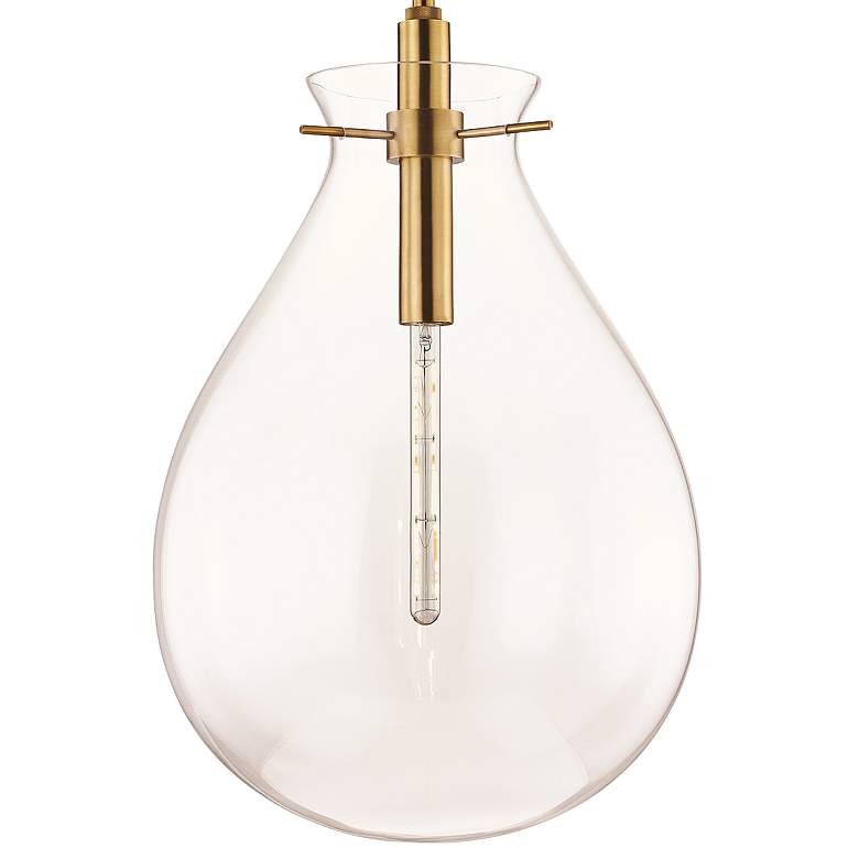 Image 4 Ivy 18" Wide Aged Brass and Clear Glass LED Modern Pendant Light more views