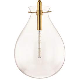 Image4 of Ivy 18" Wide Aged Brass and Clear Glass LED Modern Pendant Light more views