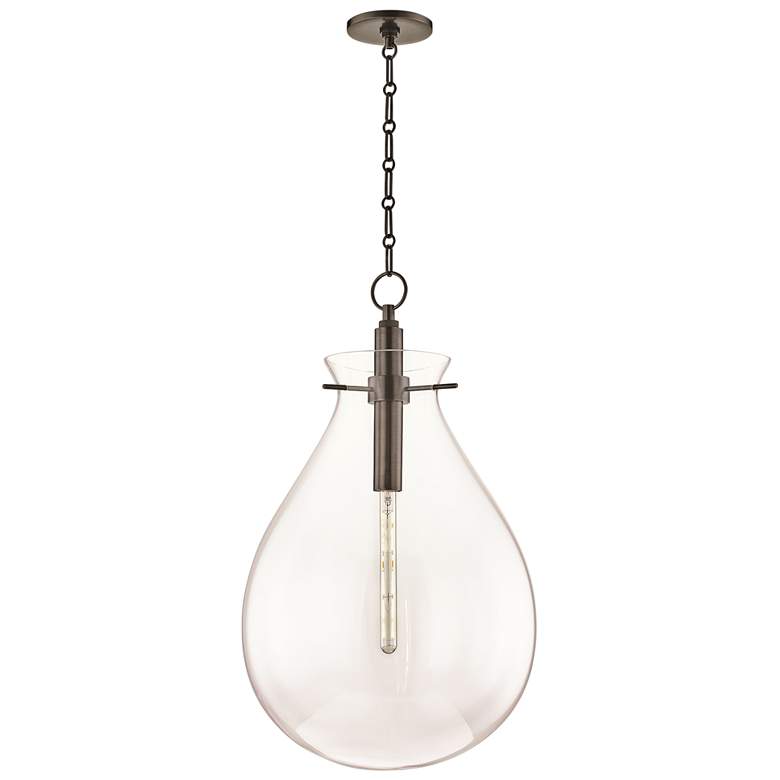 Image 2 Ivy 18" Wide Old Bronze LED Pendant Light with Clear Glass