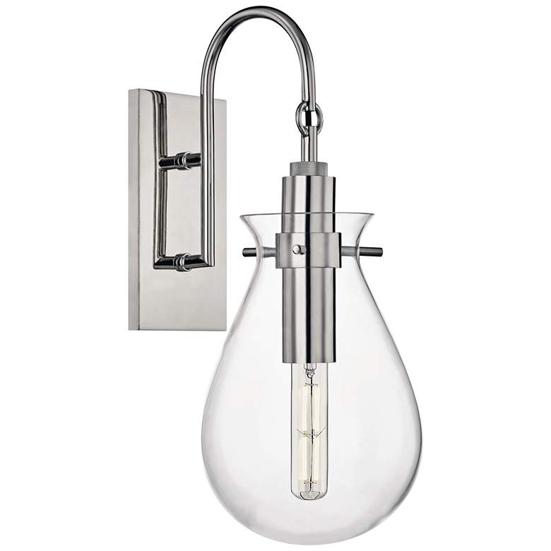 Image 1 Ivy 18 inchH Polished Nickel LED Wall Sconce with Clear Glass