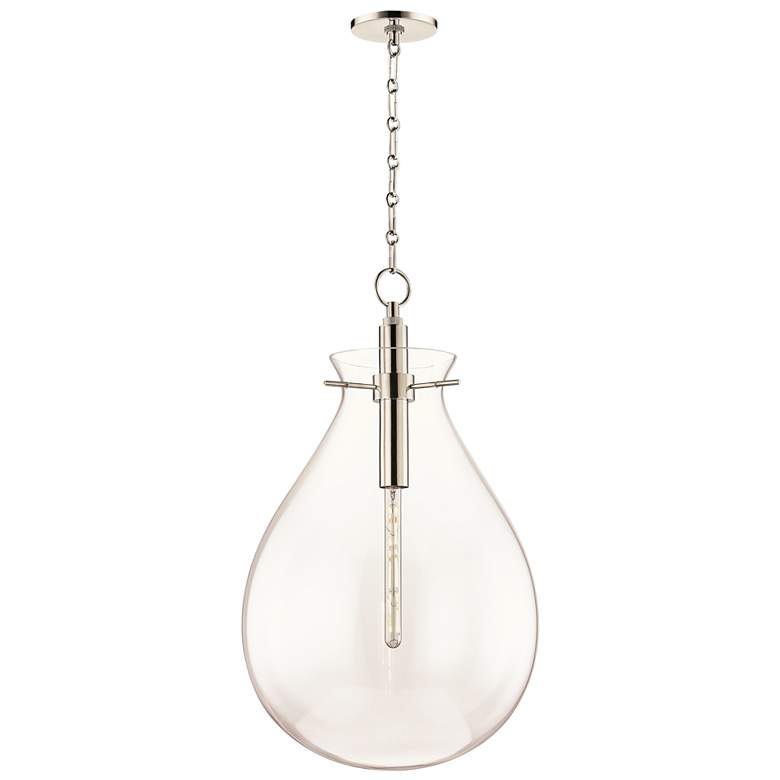 Image 2 Ivy 18"W Polished Nickel LED Pendant Light w/ Clear Glass