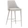 Ivy 26" Light Gray Leather and Stainless Steel Counter Stool