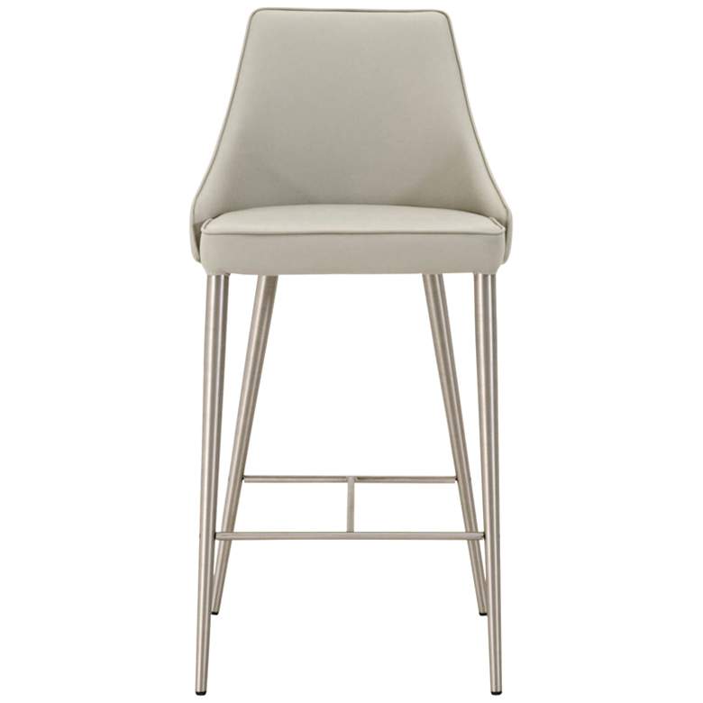 Ivy 30 inch Light Gray Leather and Stainless Steel Bar Stool more views