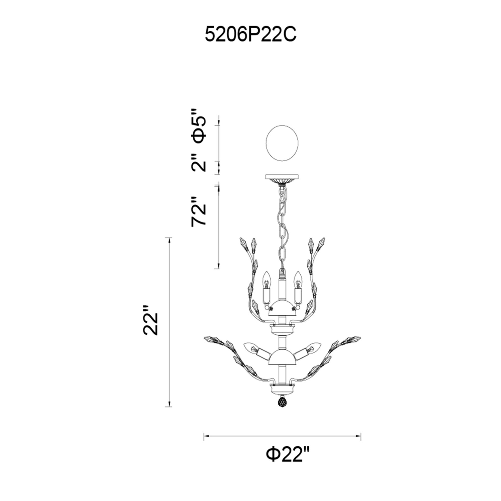 Image 6 Ivy 6 Light 22in Chrome Chandelier more views