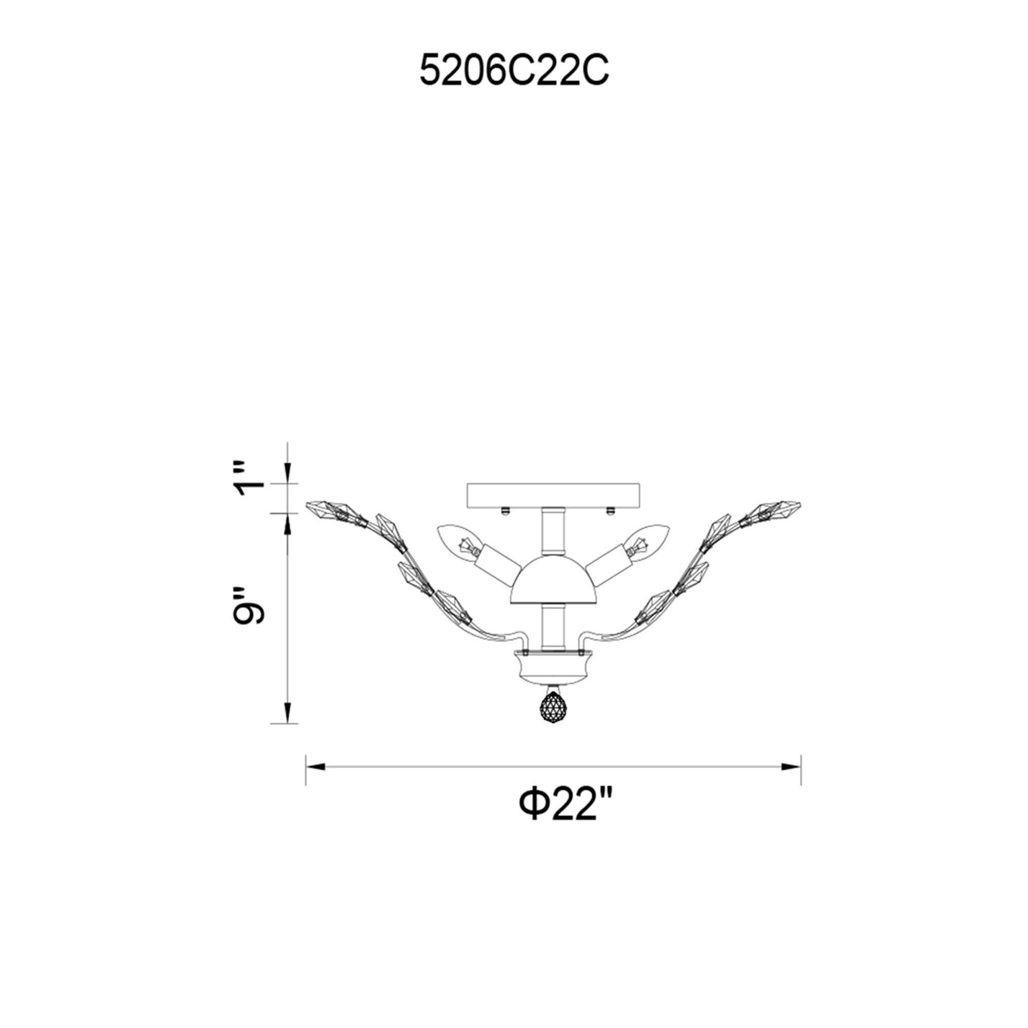 Image 6 Ivy 6 Light 22in Chrome Flush Mount more views