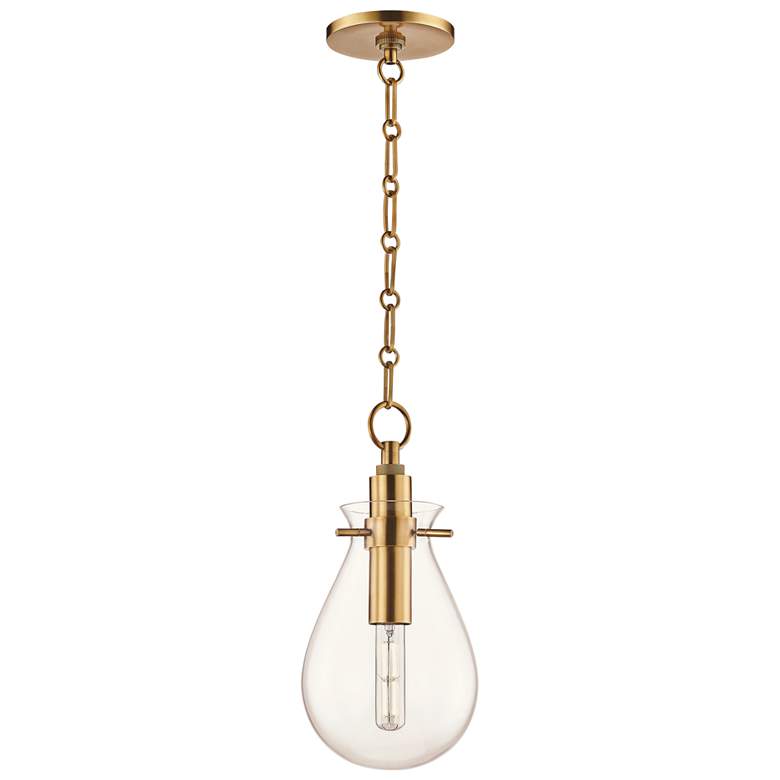 Image 2 Ivy 7 1/2" Wide Aged Brass LED Mini Pendant with Clear Glass