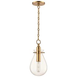Ivy 7 1/2&quot; Wide Aged Brass LED Mini Pendant with Clear Glass