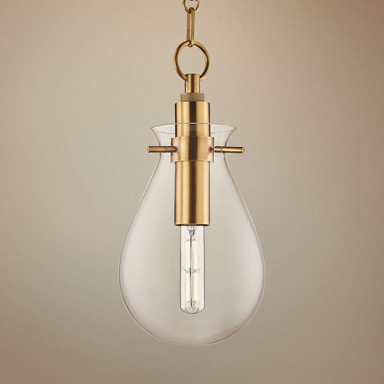 Image 1 Ivy 7 1/2 inch Wide Aged Brass LED Mini Pendant with Clear Glass
