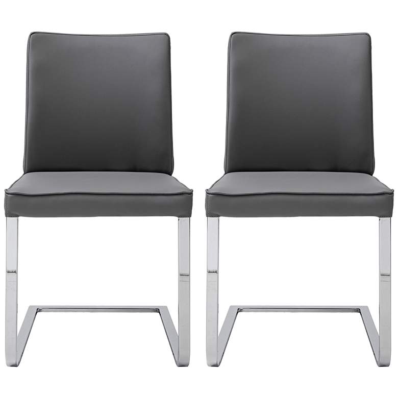 Image 1 Ivy Gray Faux Leather and Chrome Dining Chair Set of 2