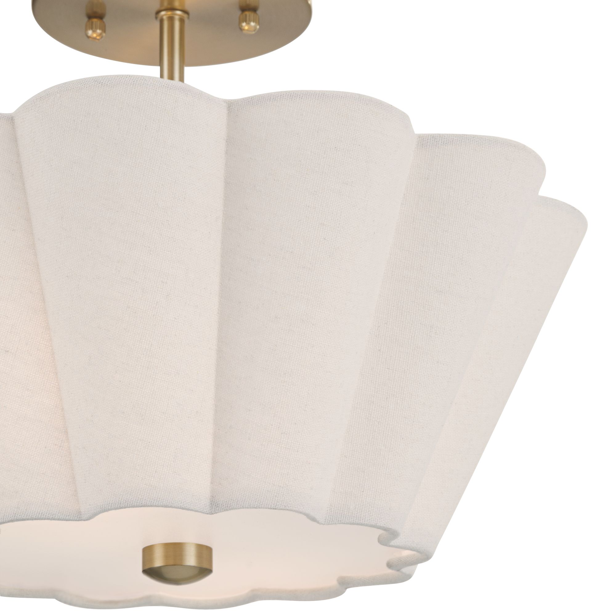 Image 3 Izeda 14 1/4" Wide Satin Brass and White Fabric 2-Light Ceiling Light more views