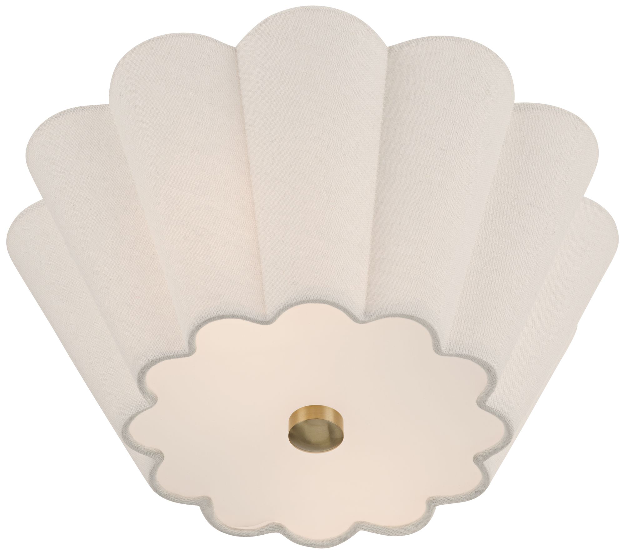 Image 4 Izeda 14 1/4" Wide Satin Brass and White Fabric 2-Light Ceiling Light more views