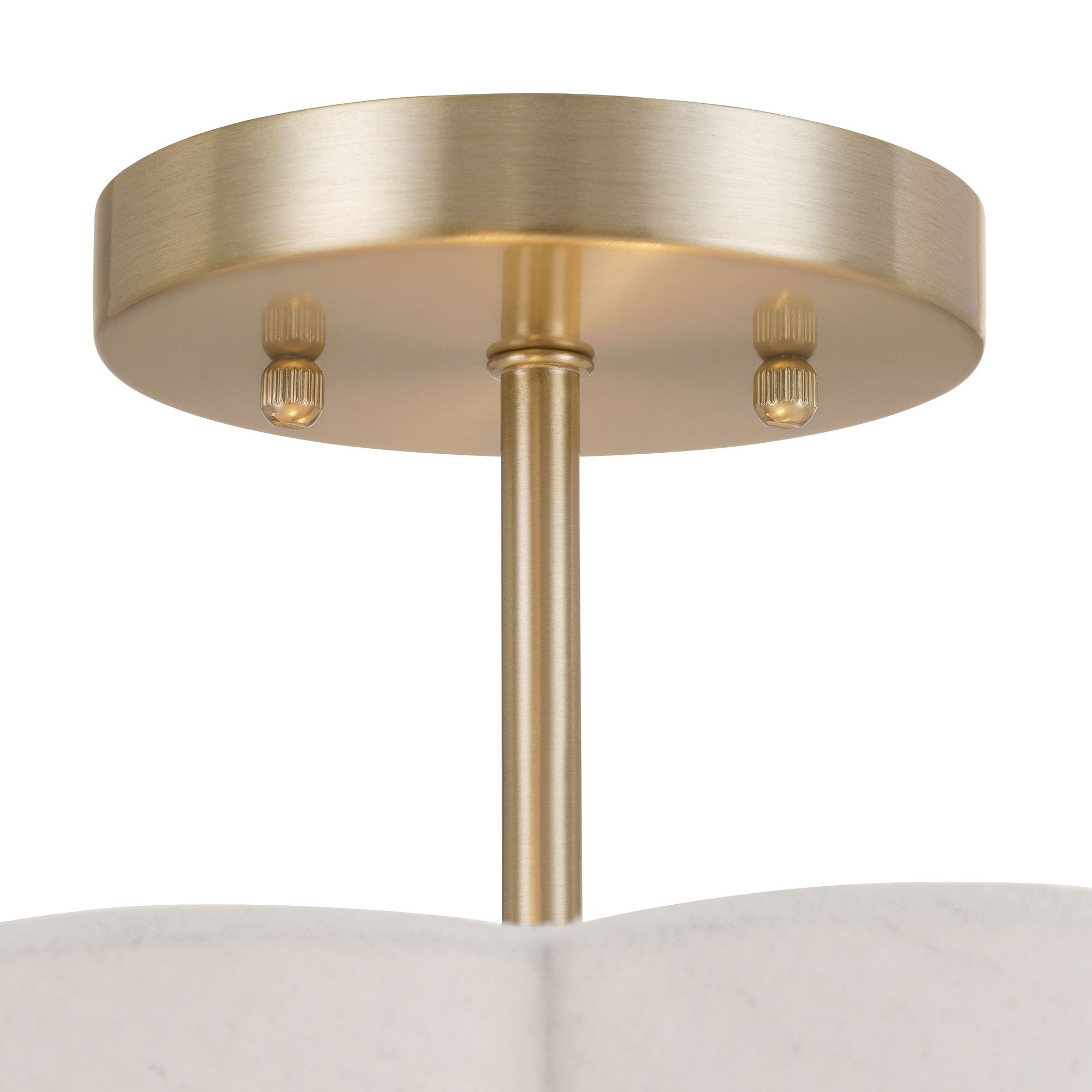 Image 5 Izeda 14 1/4" Wide Satin Brass and White Fabric 2-Light Ceiling Light more views