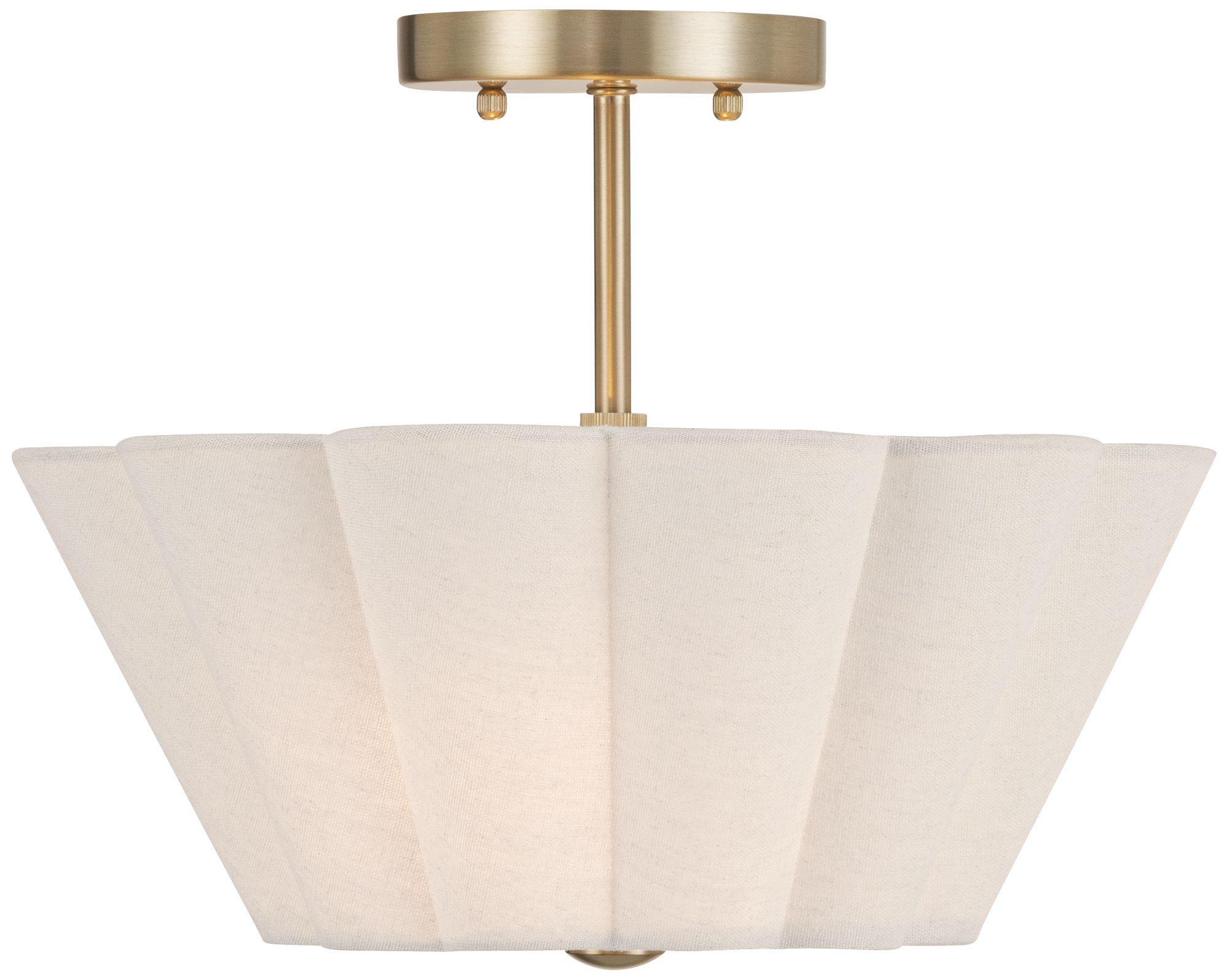 Watch A Video About the Izeda Satin Brass and White Fabric 2 Light Ceiling Light