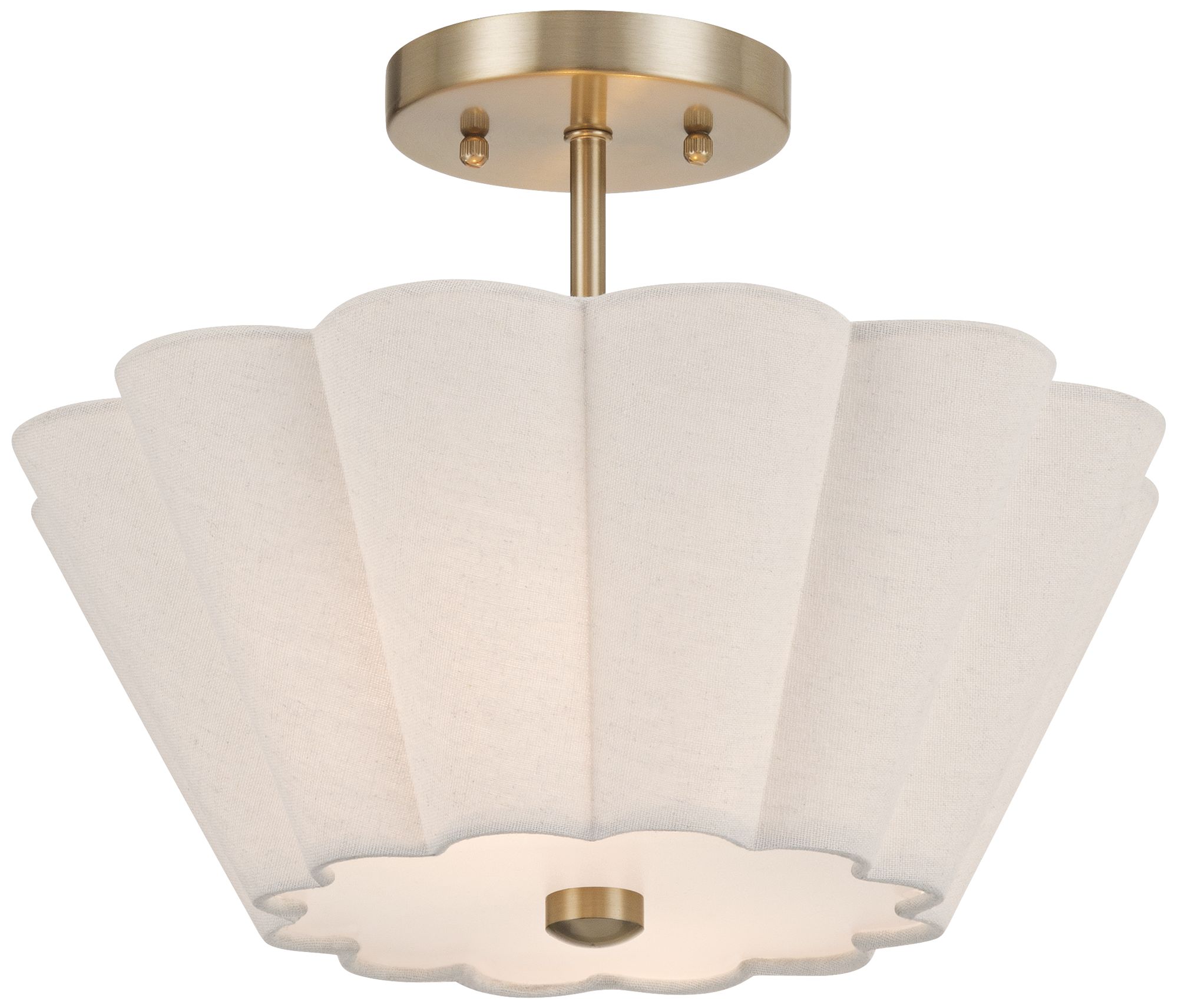 Watch A Video About the Izeda Satin Brass and White Fabric 2 Light Ceiling Light
