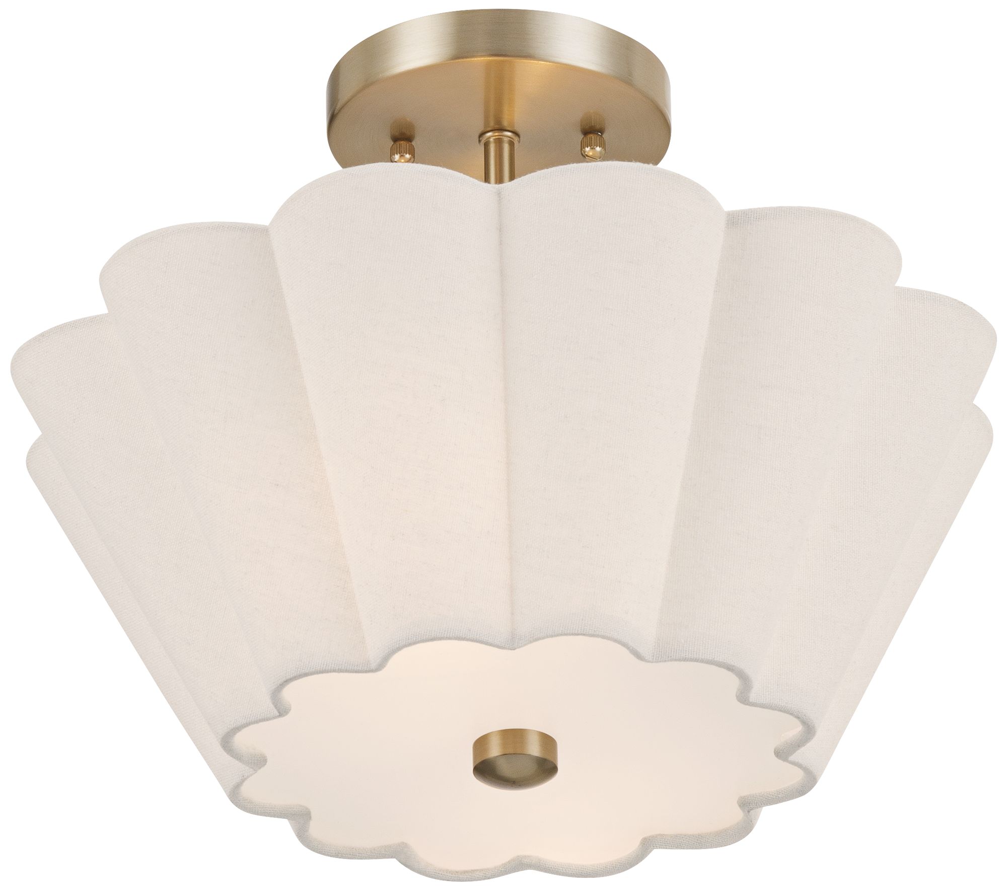 Watch A Video About the Izeda Satin Brass and White Fabric 2 Light Ceiling Light