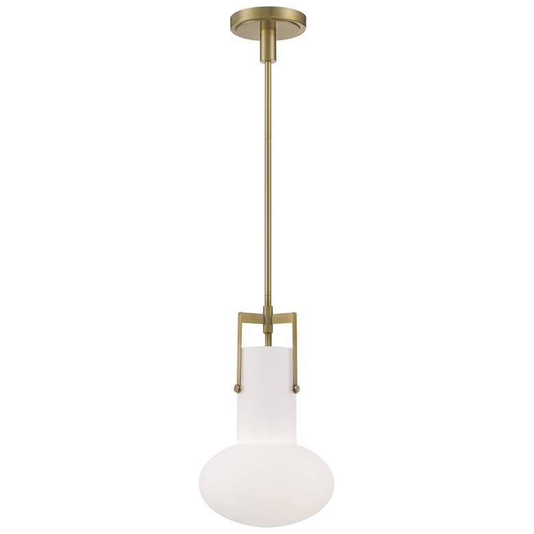 Image 1 Izel 1-Light Glass Pendant - Antique Brass