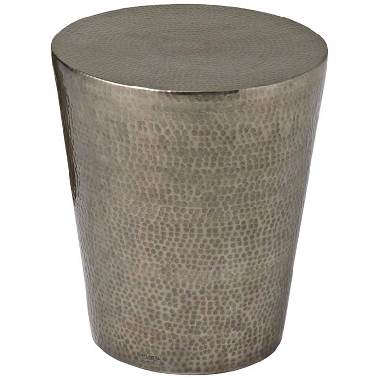 Image 1 Izmir 15 3/4 inch Wide Hammered Antique Nickel Modern Side Table