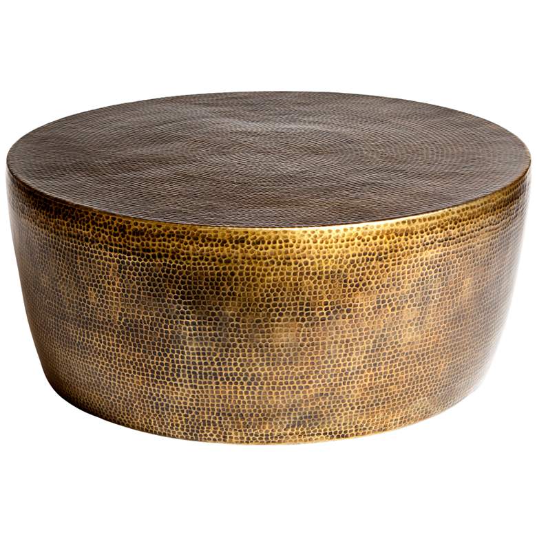 Image 1 Izmir 35 inch Wide Hammered Antique Brass Modern Cocktail Table