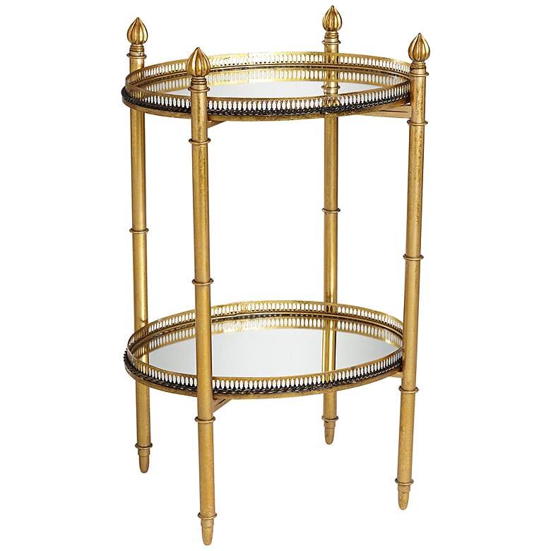 Image 1 Izmir Gold with Mirror Top and Shelf Accent Table