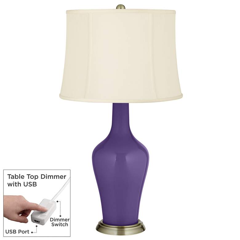 Image 1 Izmir Purple Anya Table Lamp with Dimmer