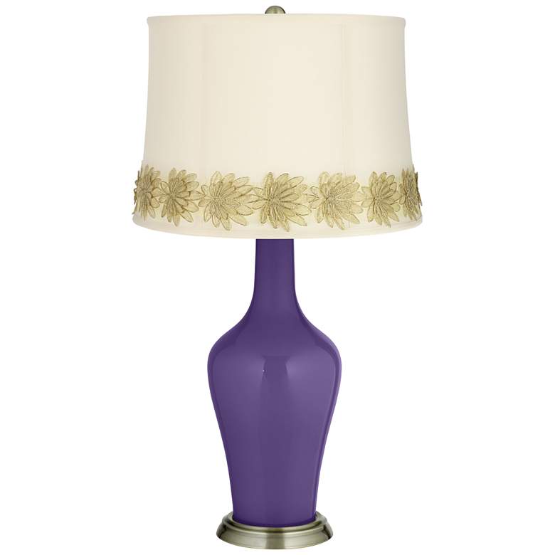 Image 1 Izmir Purple Anya Table Lamp with Flower Applique Trim