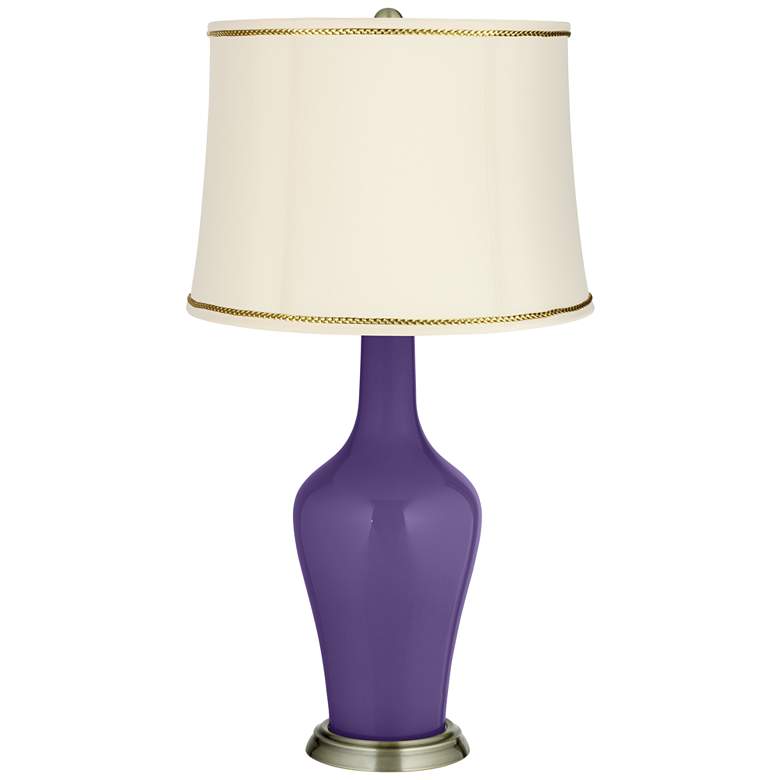 Image 1 Izmir Purple Anya Table Lamp with President&#39;s Braid Trim