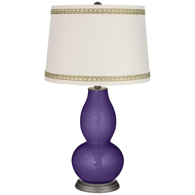 Image 1 Izmir Purple Double Gourd Table Lamp with Rhinestone Lace Trim