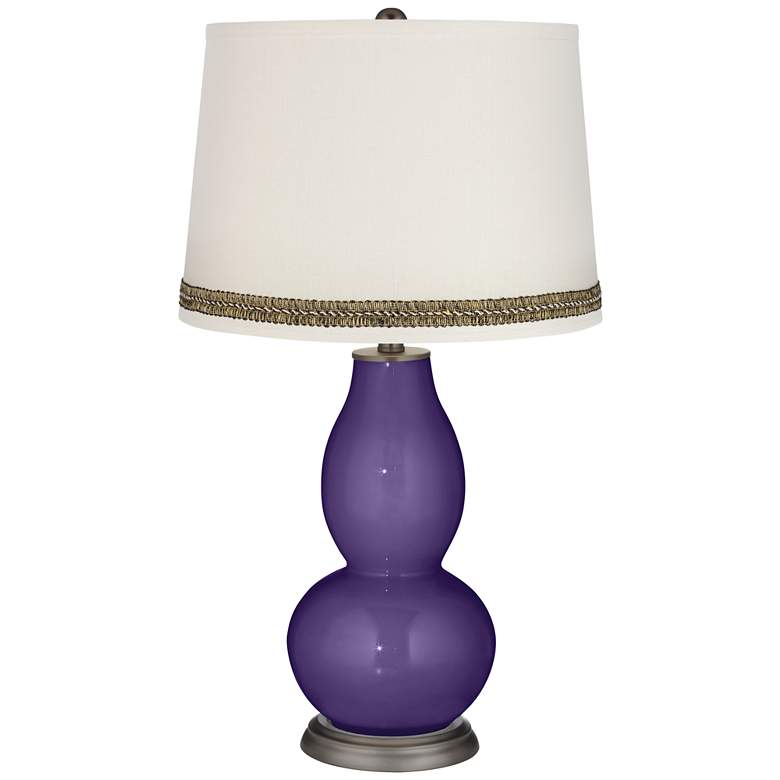 Image 1 Izmir Purple Double Gourd Table Lamp with Wave Braid Trim