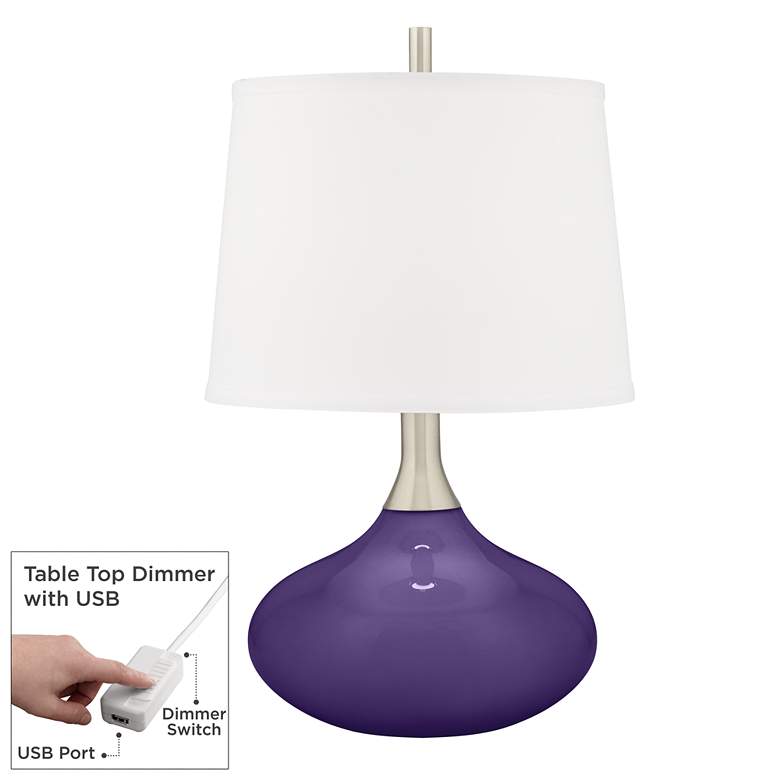 Image 1 Izmir Purple Felix Modern Table Lamp with Table Top Dimmer