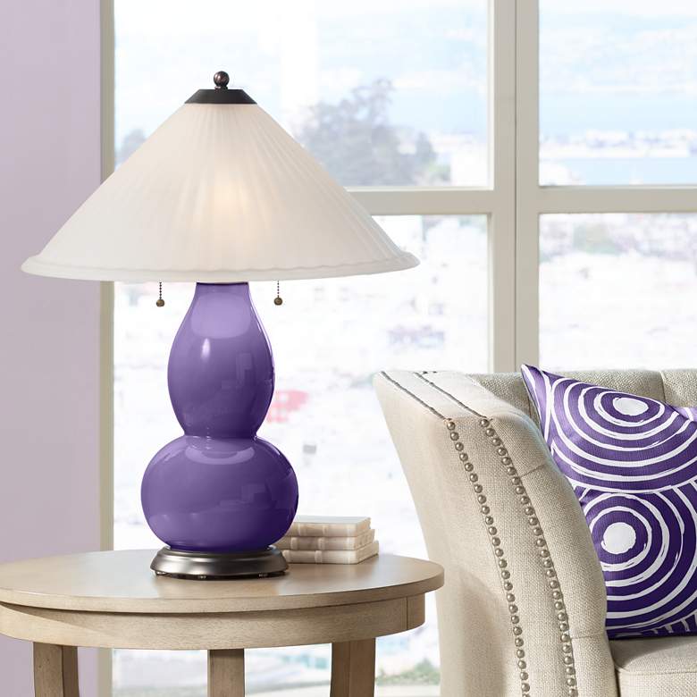 Image 1 Izmir Purple Fulton Table Lamp with Fluted Glass Shade