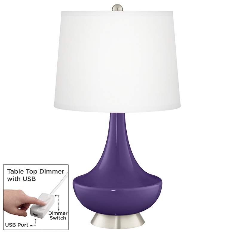 Image 1 Izmir Purple Gillan Glass Table Lamp with Dimmer