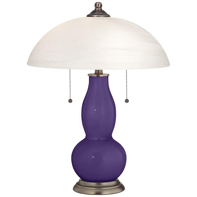Izmir Purple Gourd-Shaped Table Lamp with Alabaster Shade