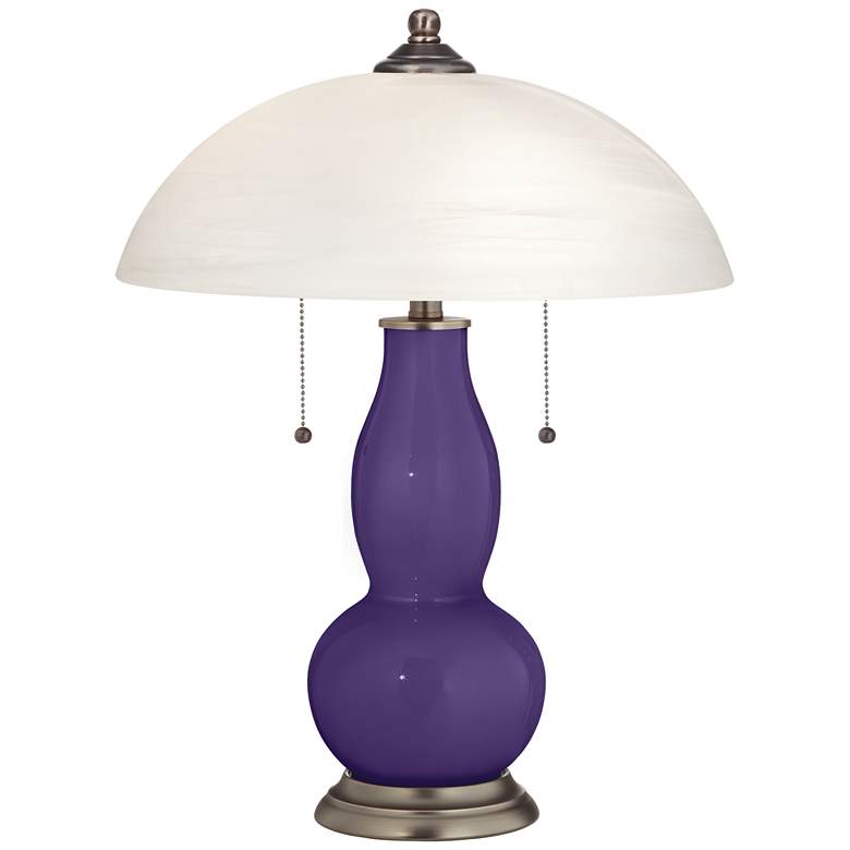 Image 1 Izmir Purple Gourd-Shaped Table Lamp with Alabaster Shade