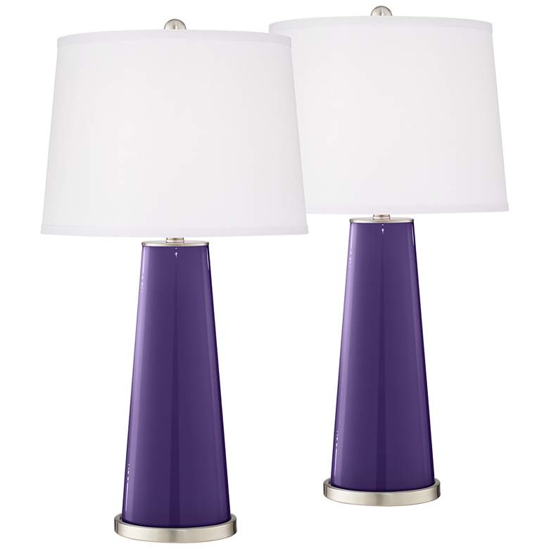 Image 2 Izmir Purple Leo Table Lamp Set of 2 with Dimmers