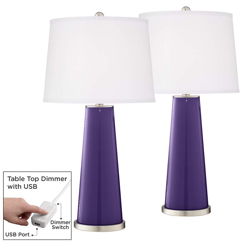 Image 1 Izmir Purple Leo Table Lamp Set of 2 with Dimmers