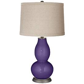Image1 of Izmir Purple Linen Drum Shade Double Gourd Table Lamp