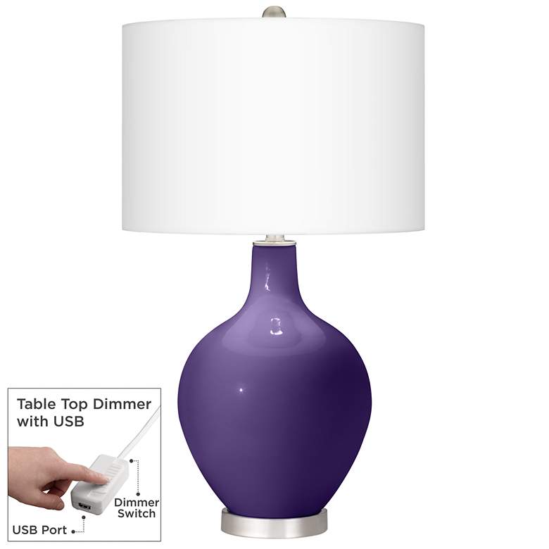 Image 1 Izmir Purple Ovo Table Lamp With Dimmer